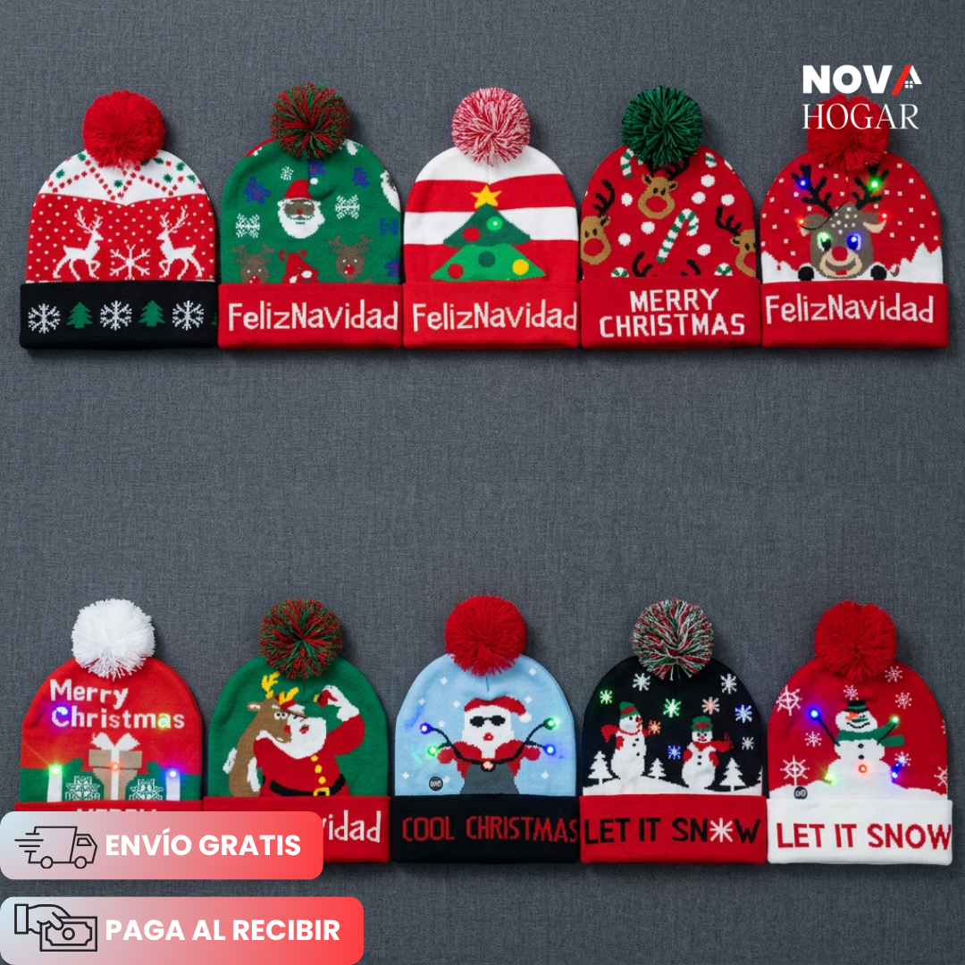 2x1 GlowBeanie™ Gorro Navideño Con Luces Brillantes