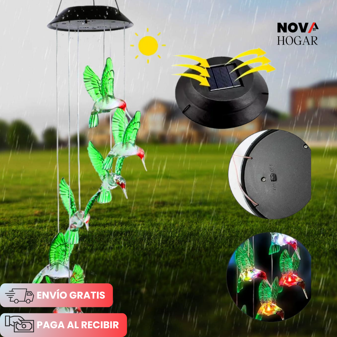 2x1 HumiLumi™ Campanilla con Luz Solar de Colibríes