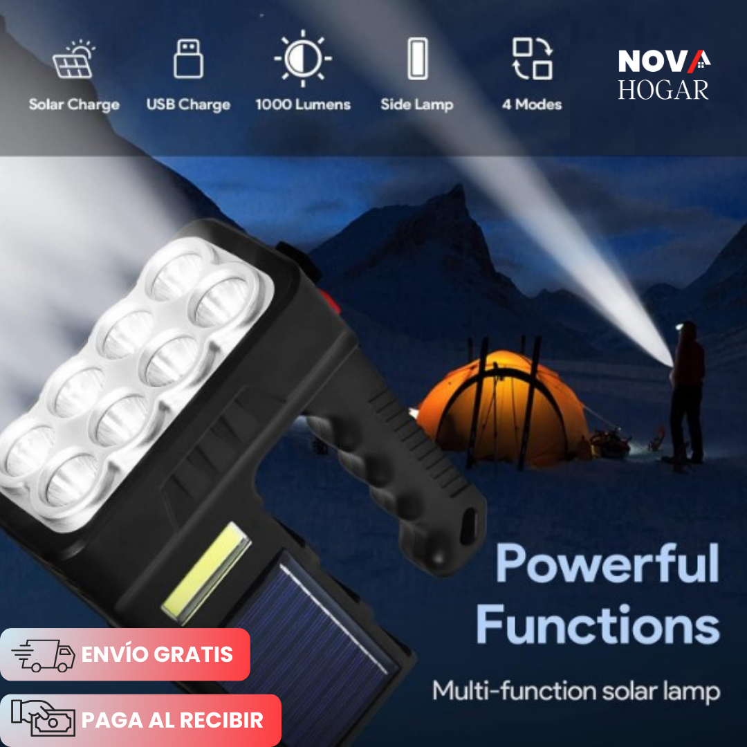 SolaLux™ Linterna Multifunción con Carga Solar y USB