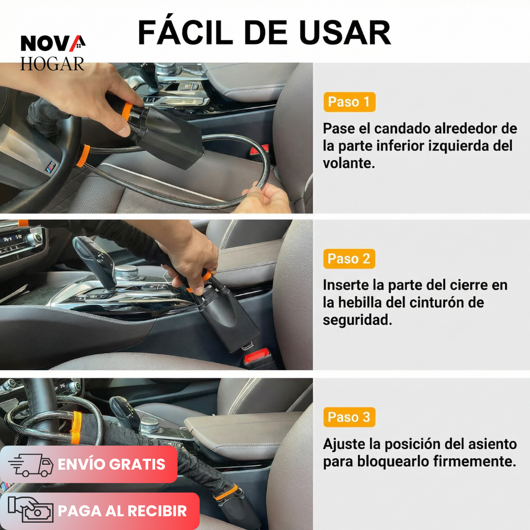 SafeSteer™ Candado De Seguridad Para Volante