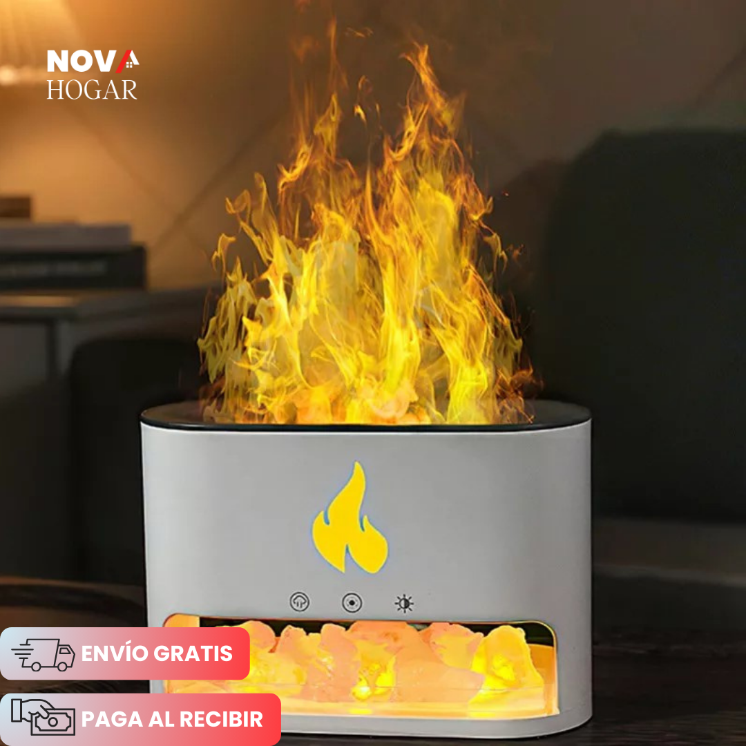 FlameMist™ Humidificador con Piedras e Increíble Efecto Fuego Multicolor