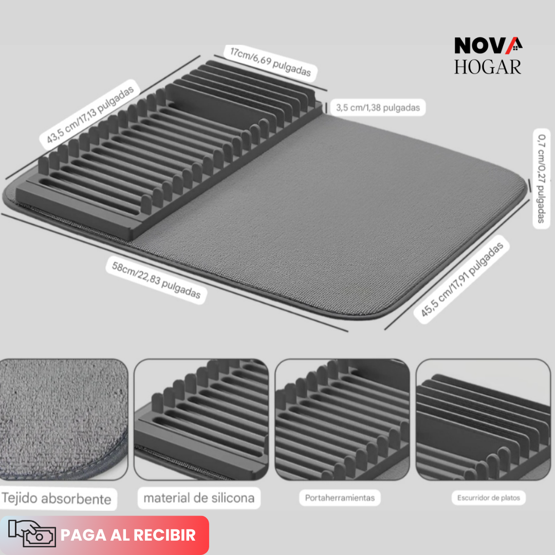 FoldDry™ Tapete y Escurridor 2 en 1 para Cocina