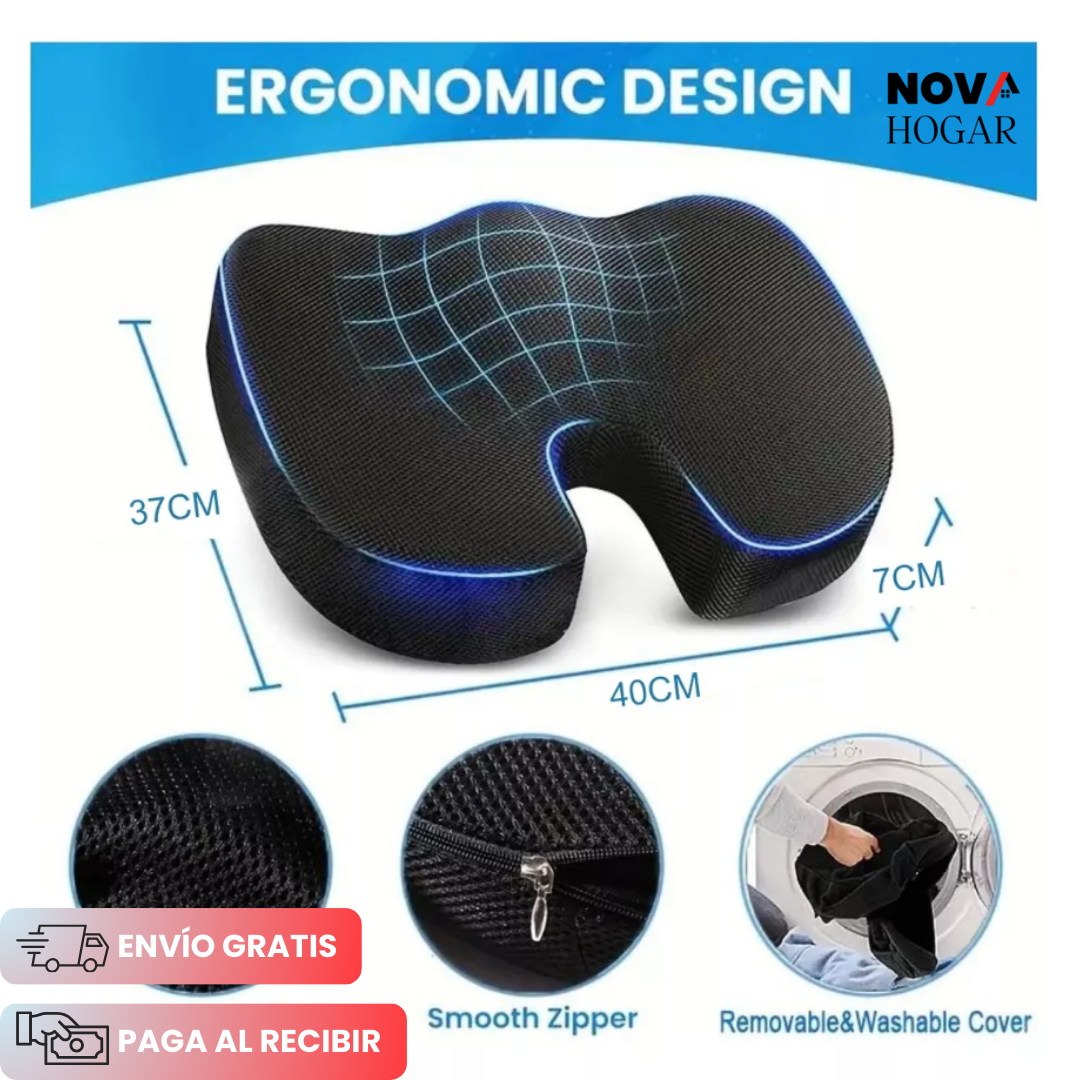 ErgoRelief™ Cojín con Soporte Ergonómico Coxis y Espalda