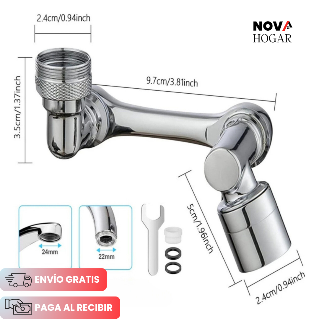 AquaFlex 1080™ Extensor de Grifo Giratorio 1080° con 2 Modos de Agua