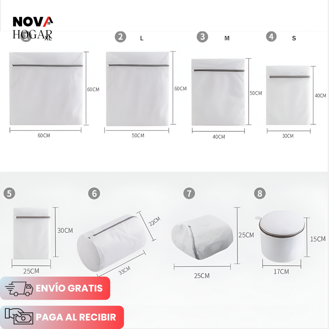 Pack X8 WashPouch™ Bolsas Protectoras para Lavar Ropa