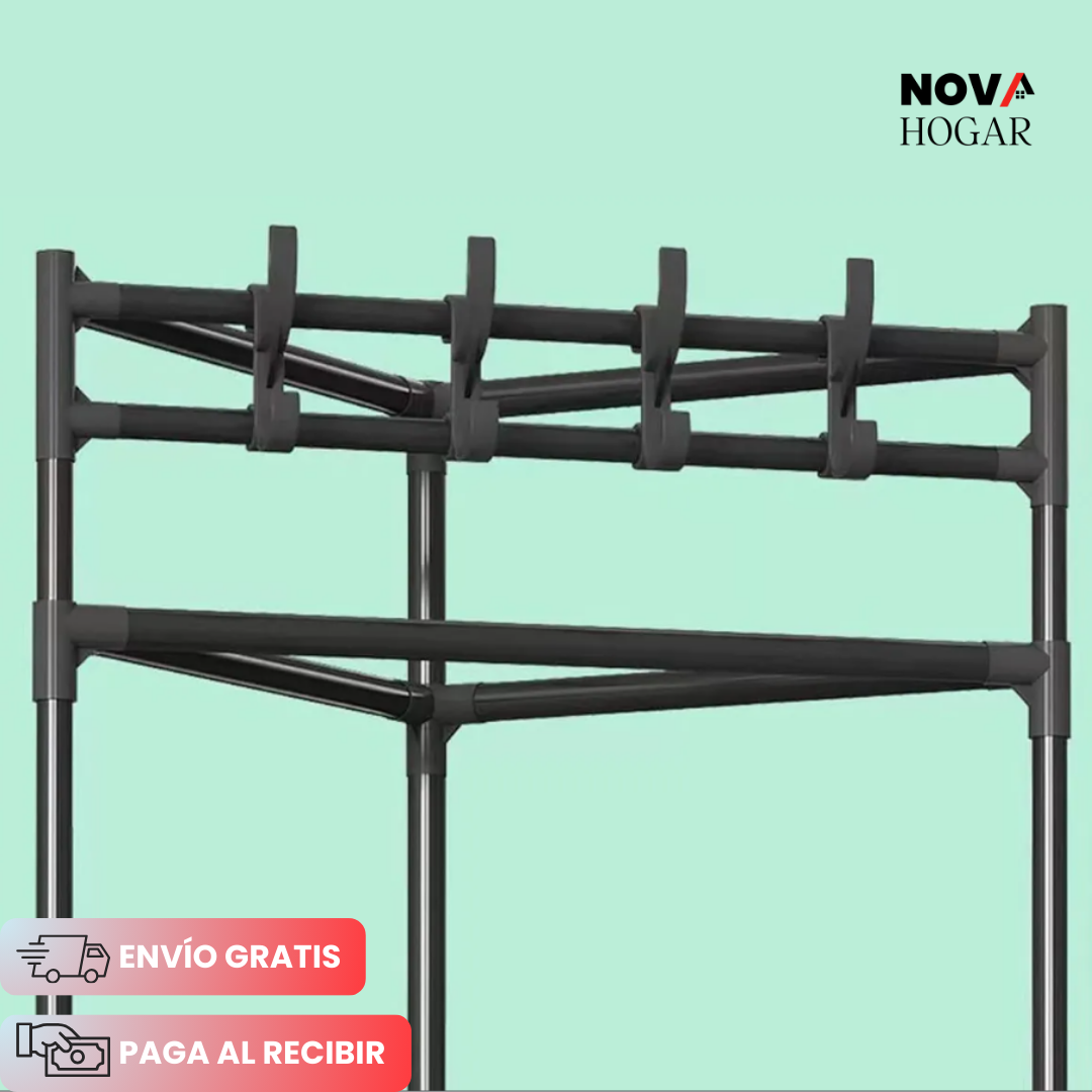 CornerFit™ Organizador Esquinero de 3 Niveles + Perchero