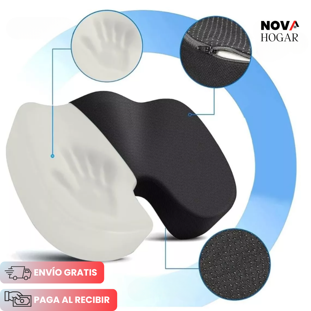 ErgoRelief™ Cojín con Soporte Ergonómico Coxis y Espalda
