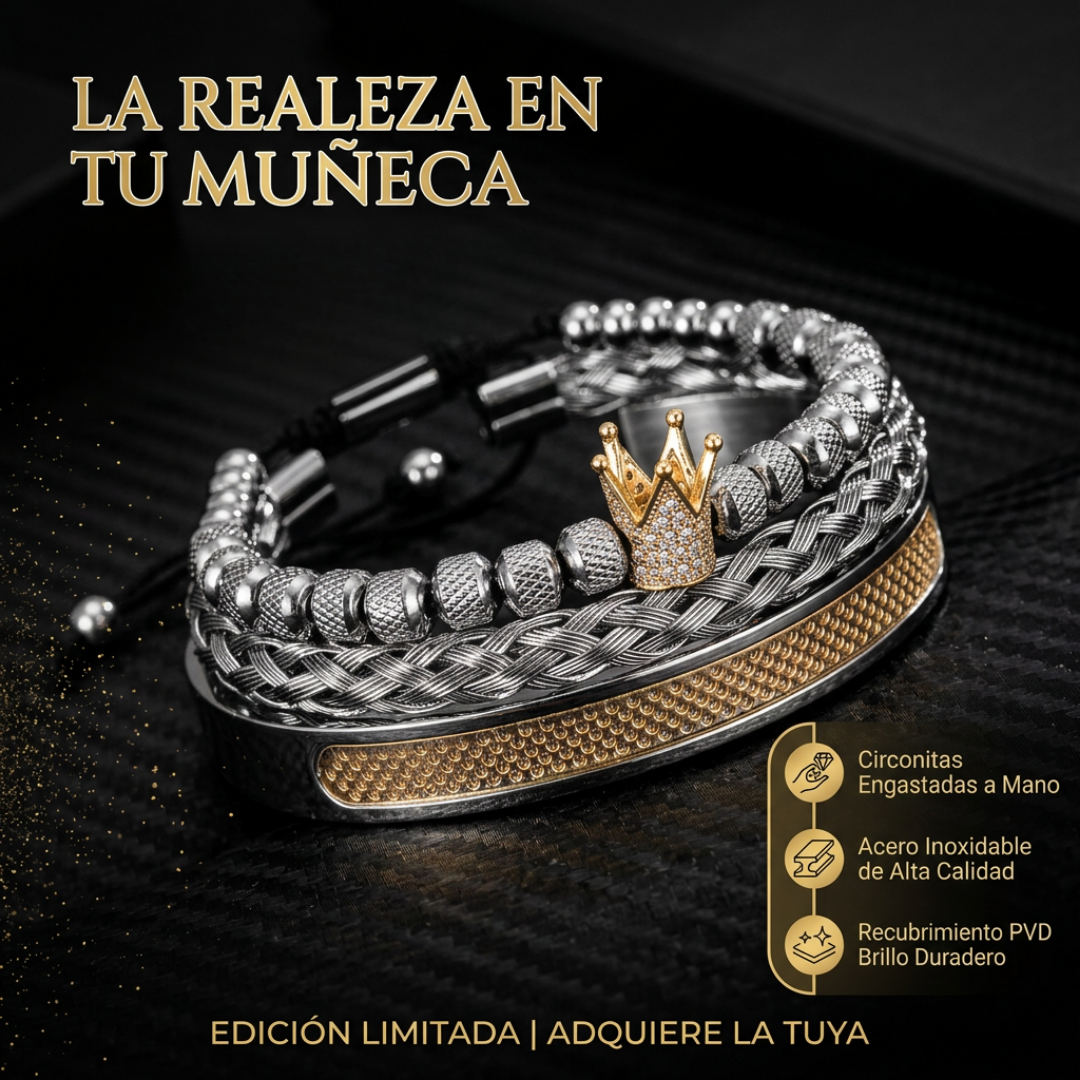 RoyalGrip™ Set de Tres Pulseras con Elegancia Masculina