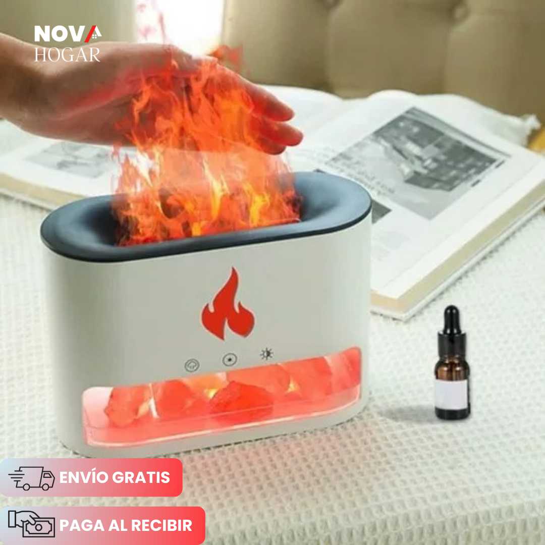 FlameMist™ Humidificador con Piedras e Increíble Efecto Fuego Multicolor