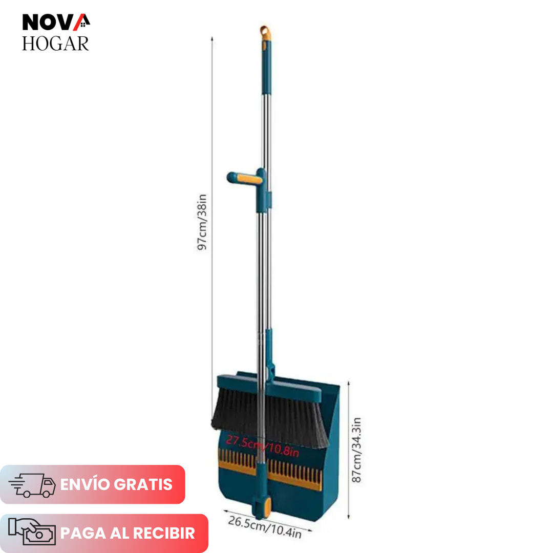 EasyClean Duo™ Escoba y Recogedor con Peine Removedor de Basura