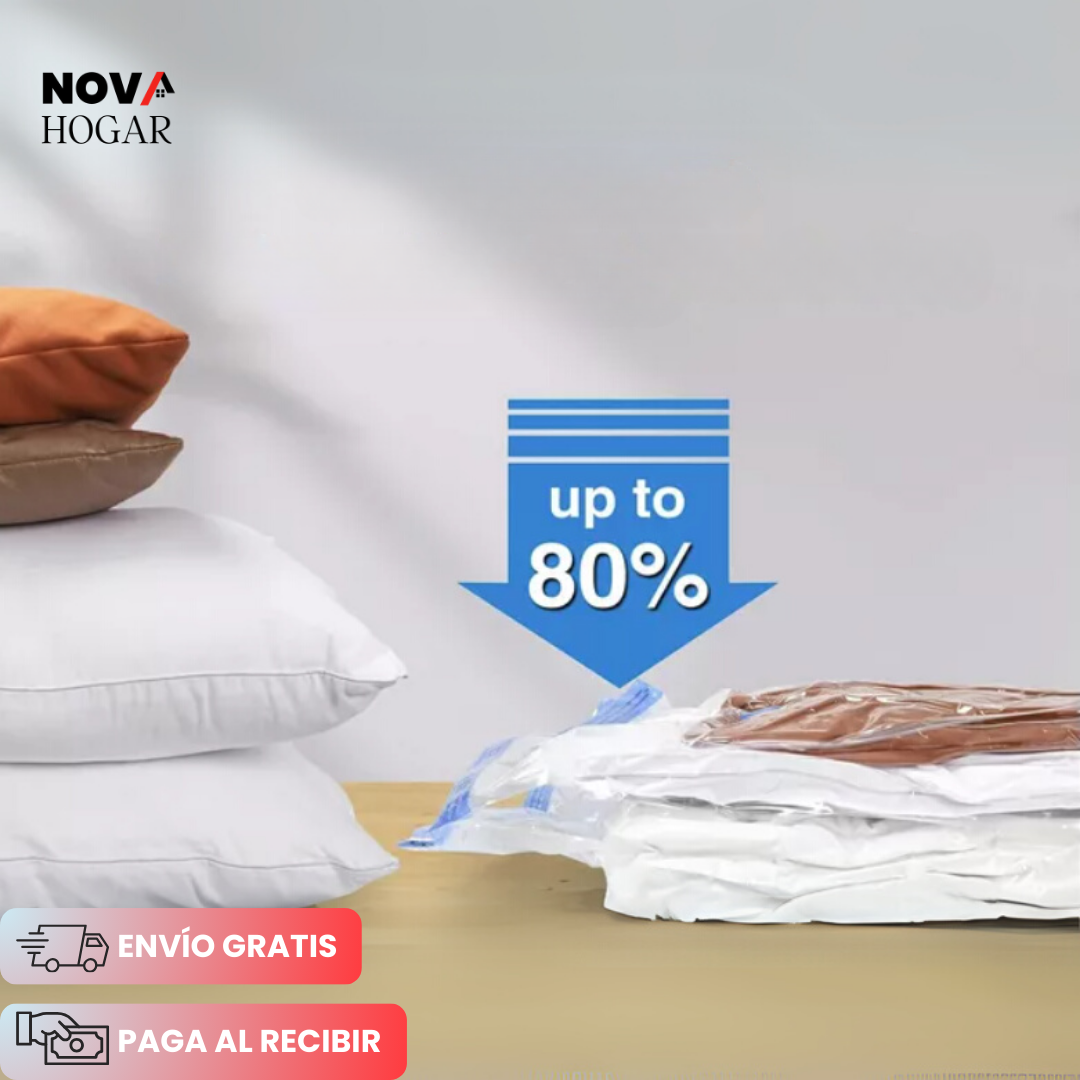 VacPack™ Pack 8 Bolsas al Vacío Reduce 80% de Espacio