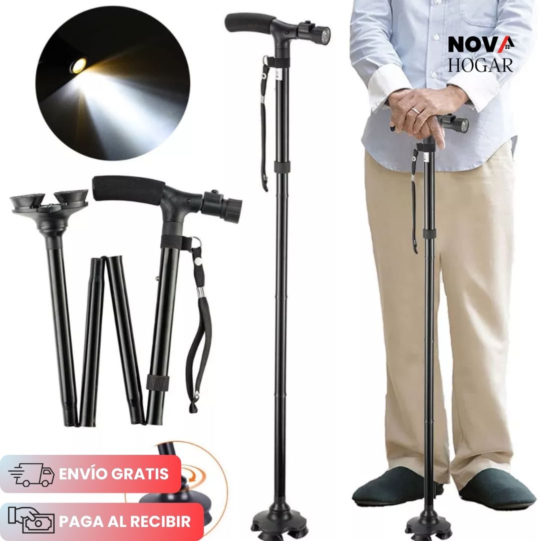 SafeStride™ Bastón Plegable y Antideslizante con Linterna