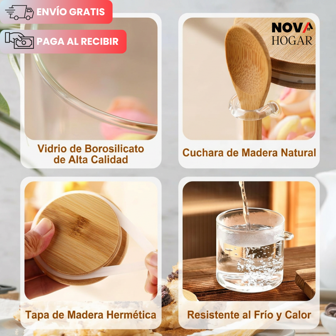 EcoSeal™ Recipientes Herméticos con Cuchara de Bambú