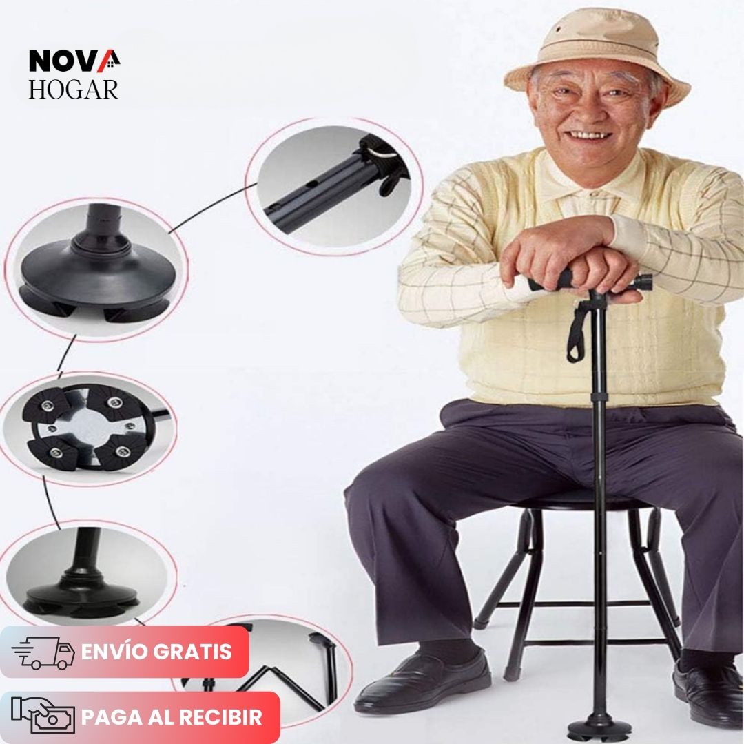 SafeStride™ Bastón Plegable y Antideslizante con Linterna