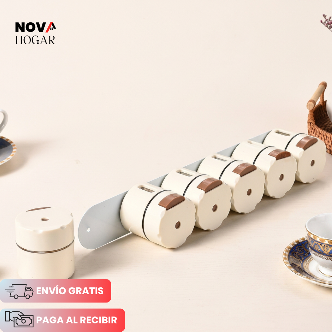 MagnaSpice™ Pack x6 Condimenteros Magnéticos Para Cocina