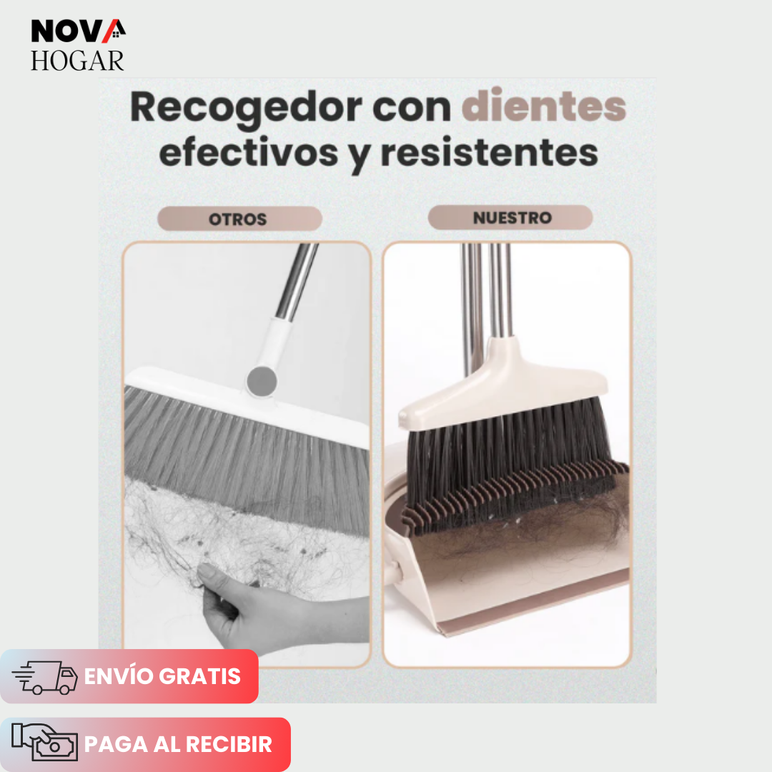 EasyClean Duo™ Escoba y Recogedor con Peine Removedor de Basura