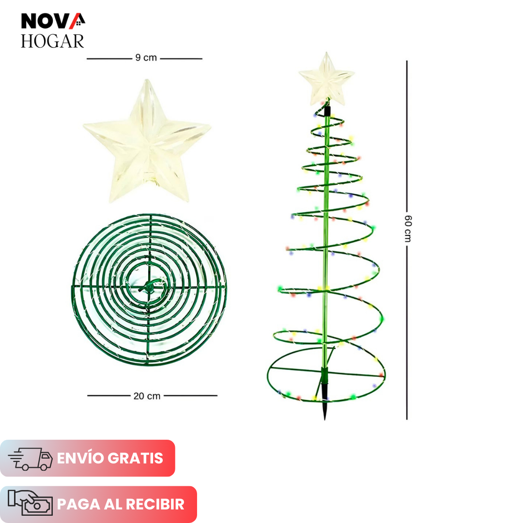 SpiralRadiance™ Mini Árbol de Navidad con Energía Solar