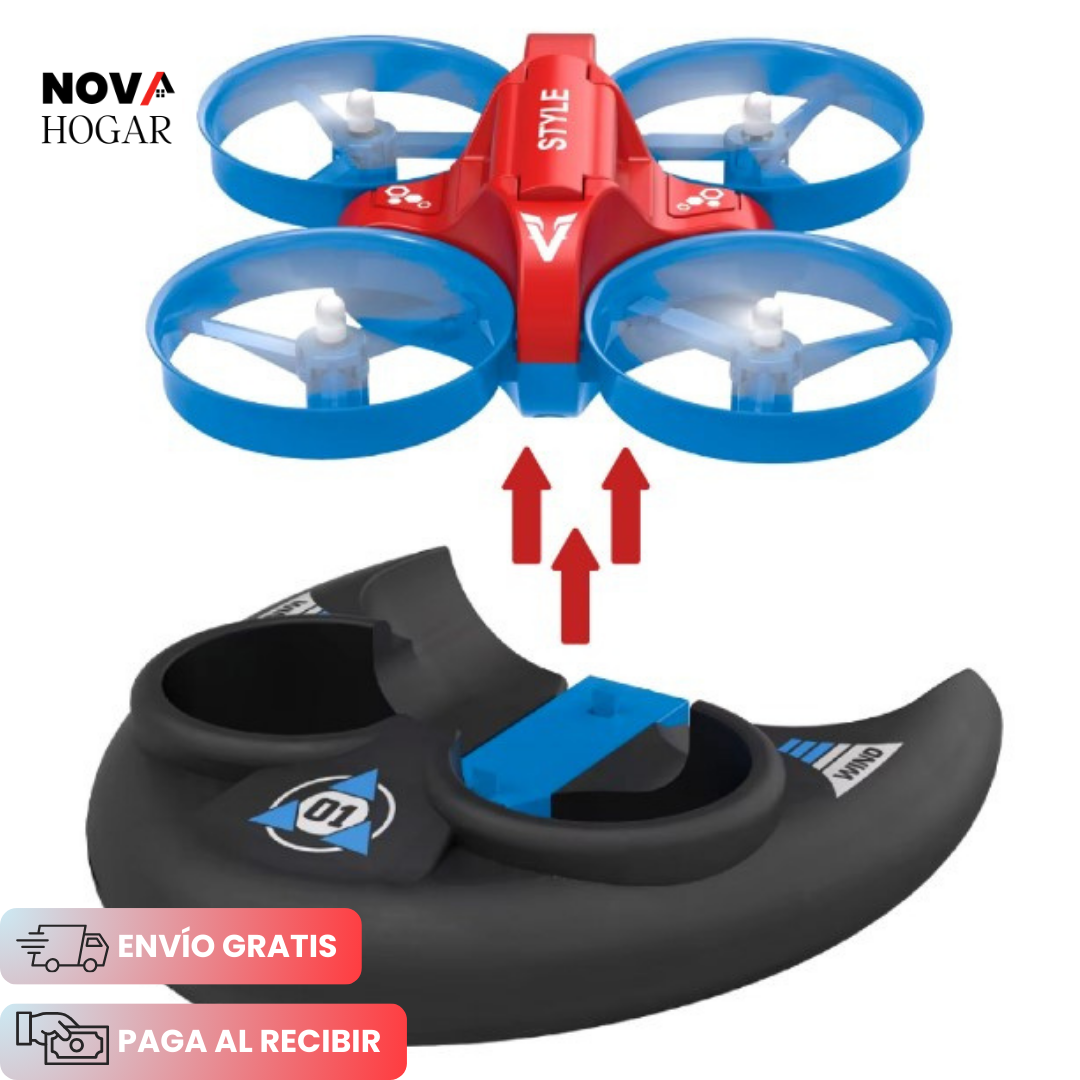 HydroFlyer™ Dron Aerodeslizador 3 en 1 Combina Vuelo, Navegación y Conducción