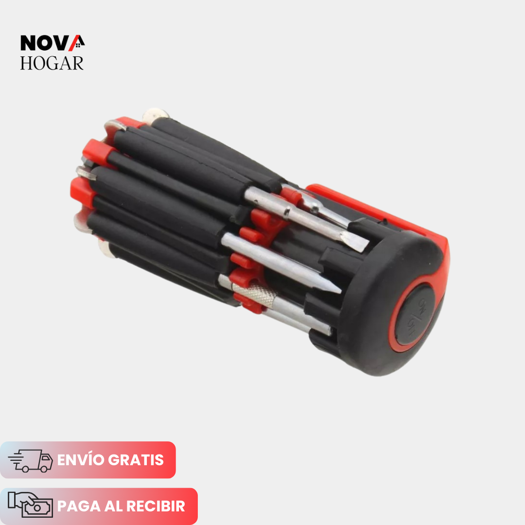 FlashFix™ Destornillador 8 en 1 con Linterna Integrada