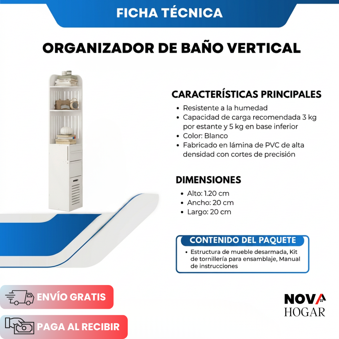 CornerSlim™ Organizador Vertical de Baño Elegante