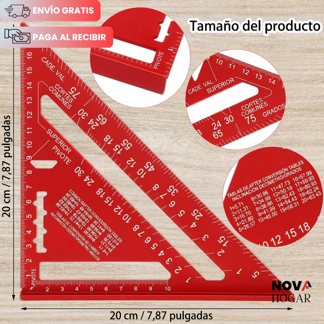 IronSquare™ Regla De Aluminio Ultra Resistente para Carpinteria