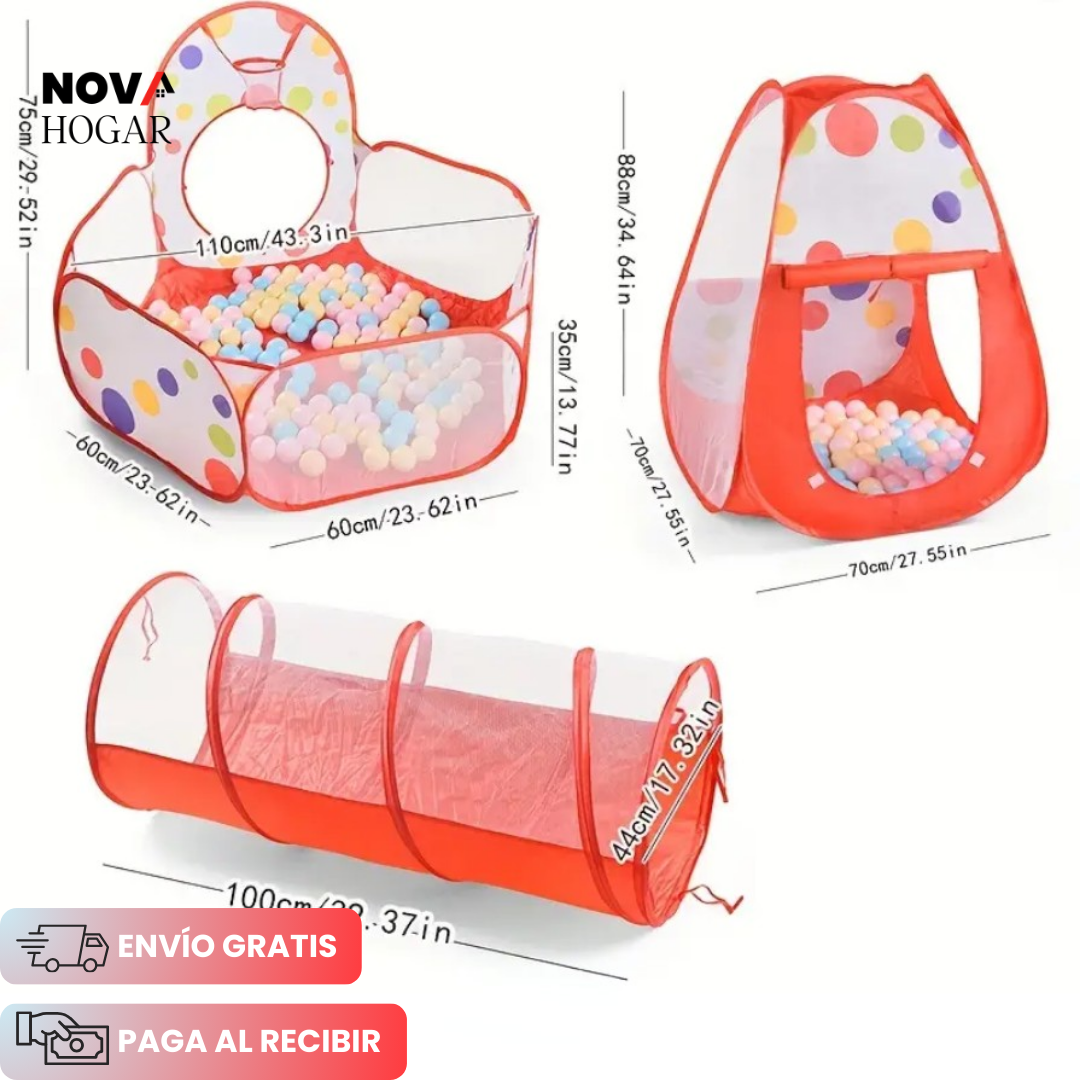 HappyDome™ Carpa Tunel de Aventuras con 50 Pelotas