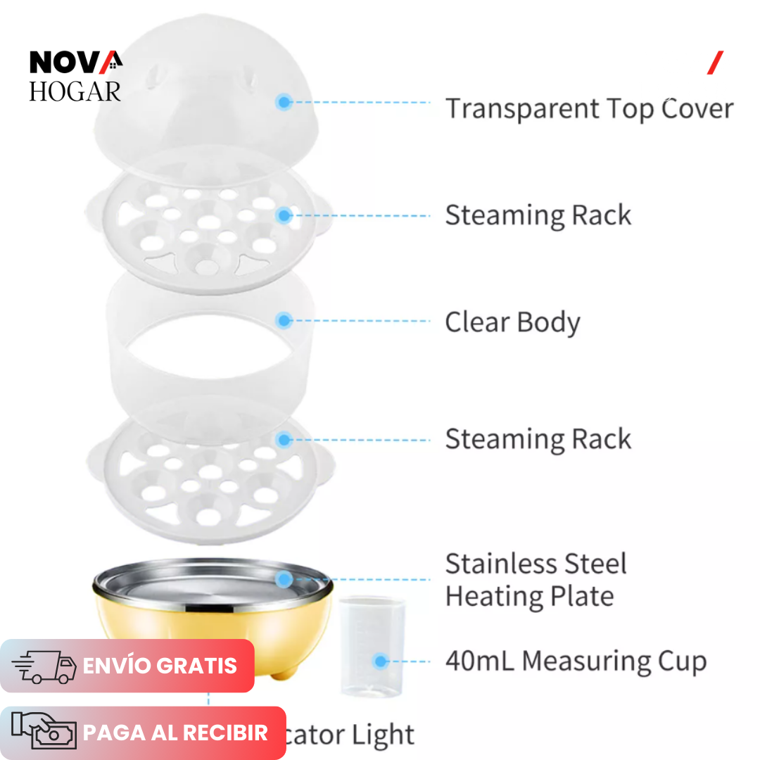 SteamEgg™ 2.0 Hervidor de Huevos Eléctrico 2 Niveles