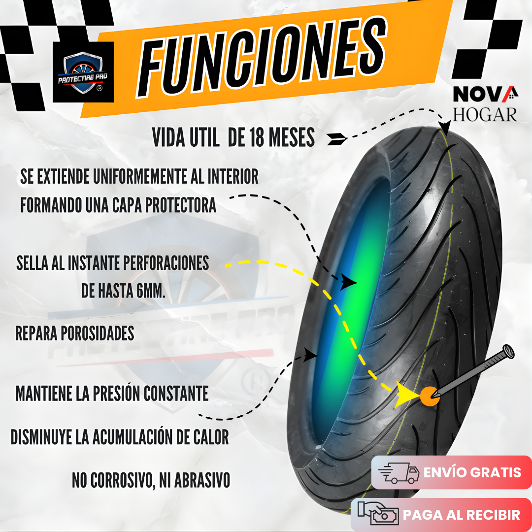 ProtecTire Pro™ Kit Sellador Antipinchazos para Motos
