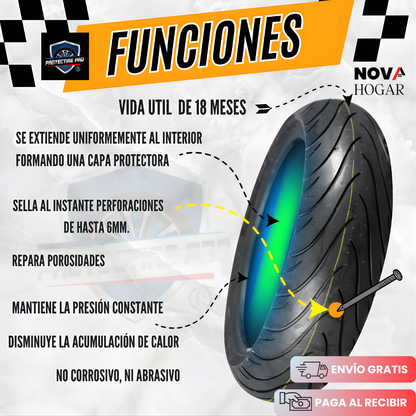 ProtecTire Pro™ Kit Sellador Antipinchazos para Motos