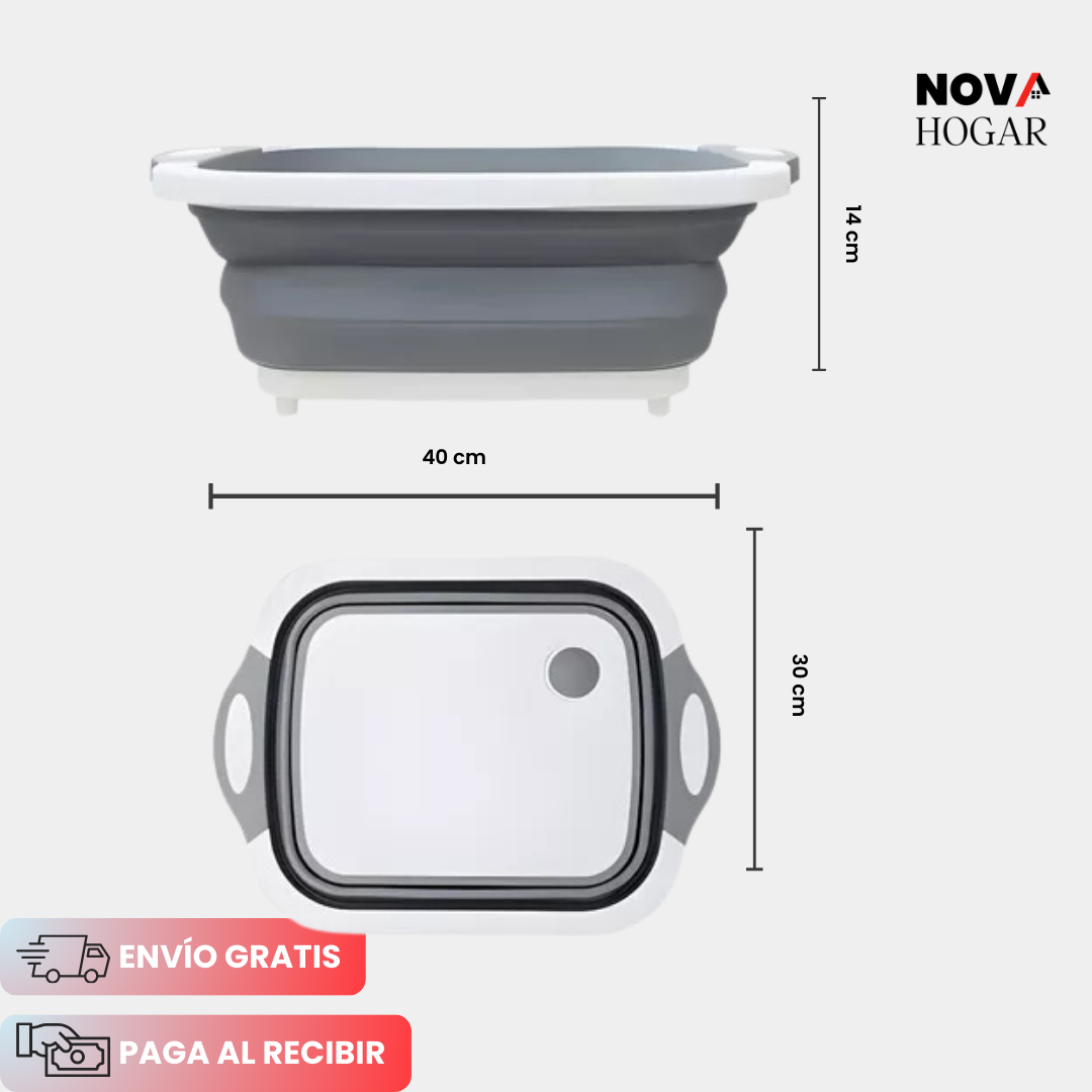 Set de Utensilios + Tabla 3 en 1: Mejora la Eficiencia y Belleza de tu Cocina