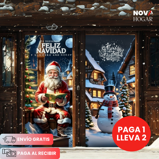 2x1 XmasCover™ Funda de Decoración Navideña para Puerta