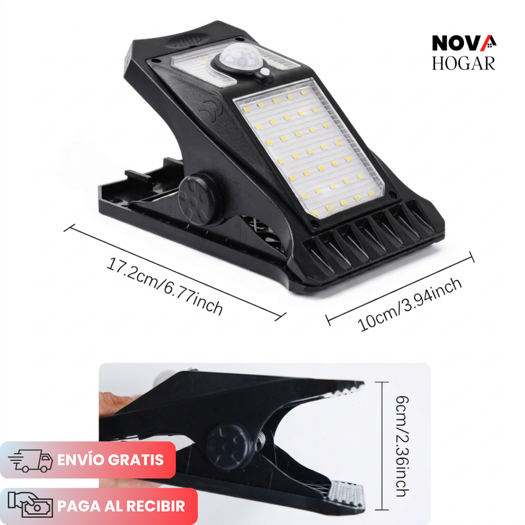 2X1 ClipBeam™ Potente Lámpara Solar de Clip con Sensor Movimiento