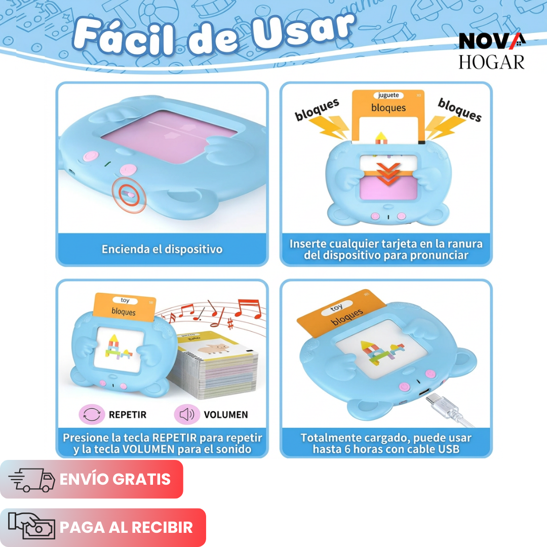 LearnBuddy™ Lector Didáctico de Tarjetas para Aprender inglés
