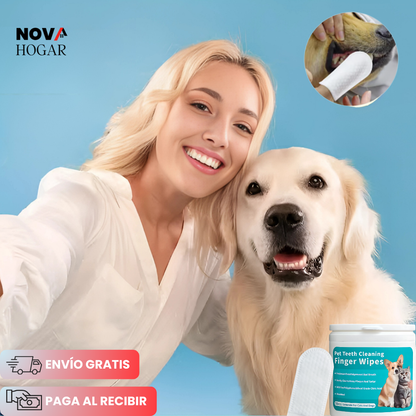 FreshBite™ Pack x50 Toallitas de Limpieza Dentales para Mascotas