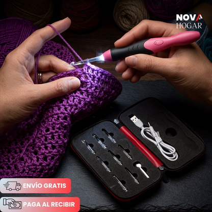 GlowStitch™ Kit Ganchillo con Luz Led Ergonómico