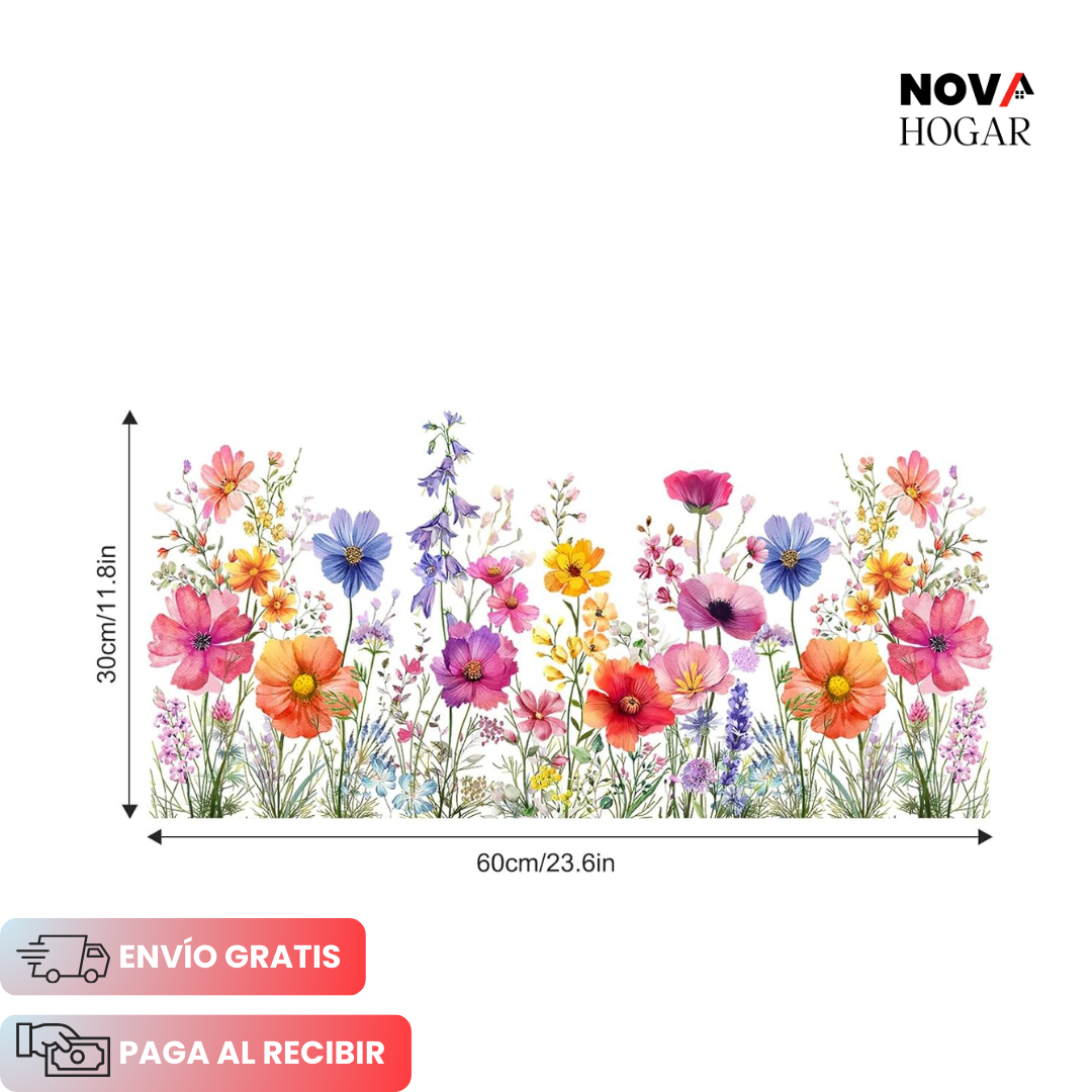 3x1 FloraVis™ Hermoso Adhesivo Electroestático Floral para Ventanas