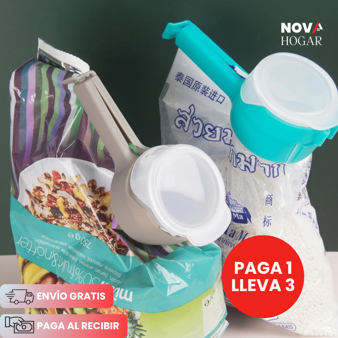 3x1 FreshPour™ Clips Selladores de Bolsas Con Boquilla