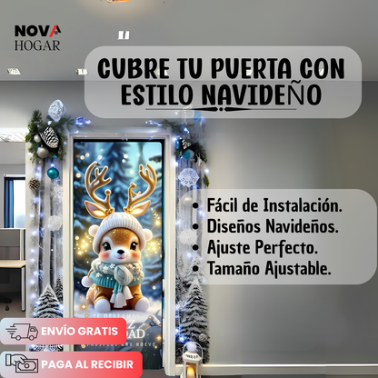 2x1 XmasCover™ Funda de Decoración Navideña para Puerta