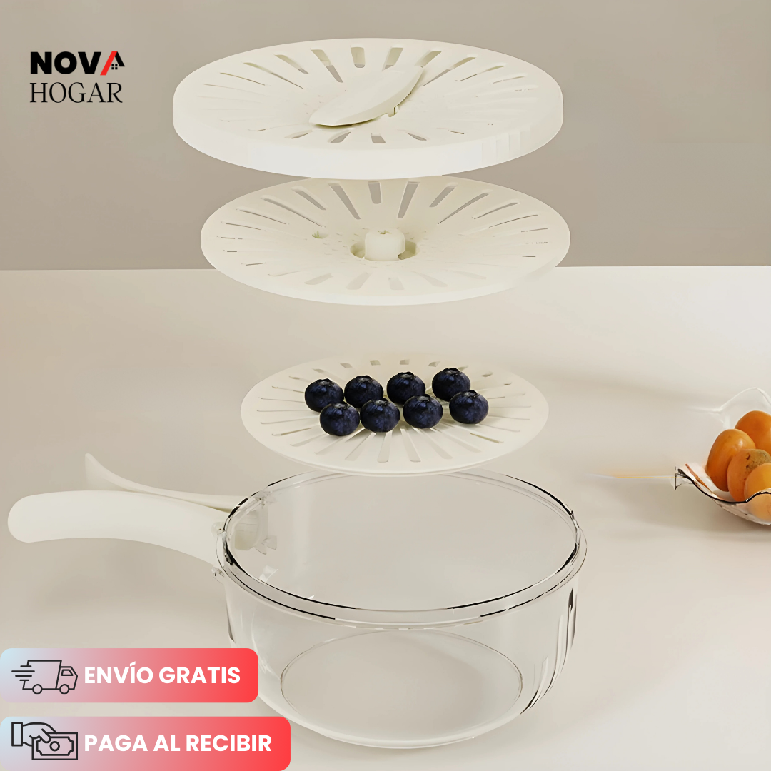 QuickDrain™ Envase con Escurridor 2 en 1