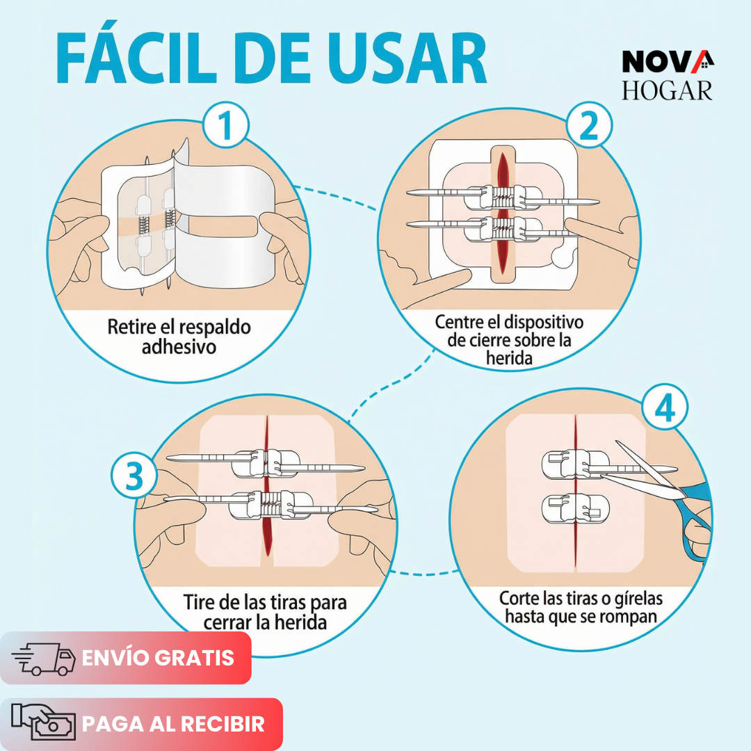 MedZip™ Pack x8 Parche de Sutura Adhesiva para Heridas