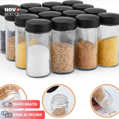 SpiceWhirl™ Organizador Rotativo de Especias con 18 Frascos de Vidrio