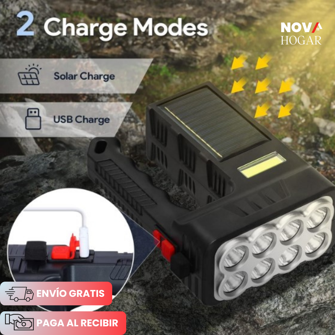 SolaLux™ Linterna Multifunción con Carga Solar y USB