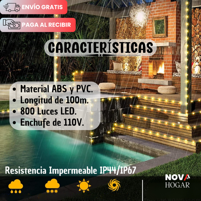 SparkJoy™ Cadeneta de 100 Metros de Luces Navideñas