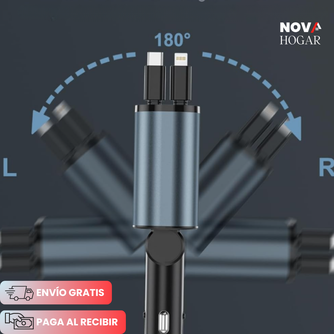 AutoCharg™ Cargador Retráctil 4 en 1 para Vehículo