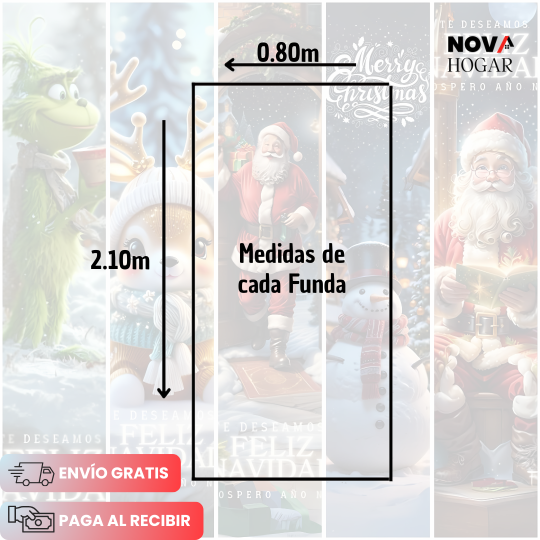 2x1 XmasCover™ Funda de Decoración Navideña para Puerta