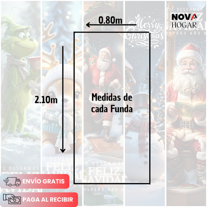 2x1 XmasCover™ Funda de Decoración Navideña para Puerta