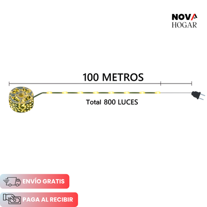 SparkJoy™ Cadeneta de 100 Metros de Luces Navideñas
