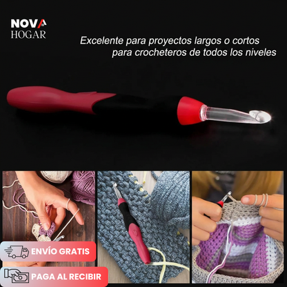 GlowStitch™ Kit Ganchillo con Luz Led Ergonómico