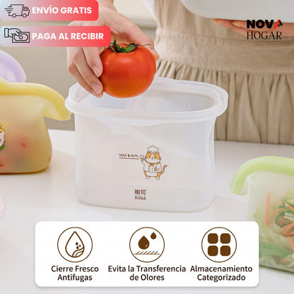 2x1 FreshLocker™ Bolsa Hermética de 1000ml en Silicon para Alimentos