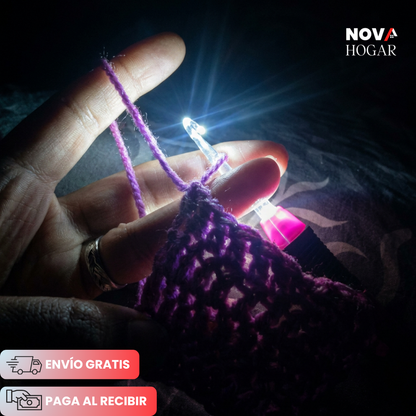 GlowStitch™ Kit Ganchillo con Luz Led Ergonómico